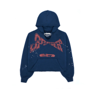 Navy Blue Cropped Sp5der Hoodie